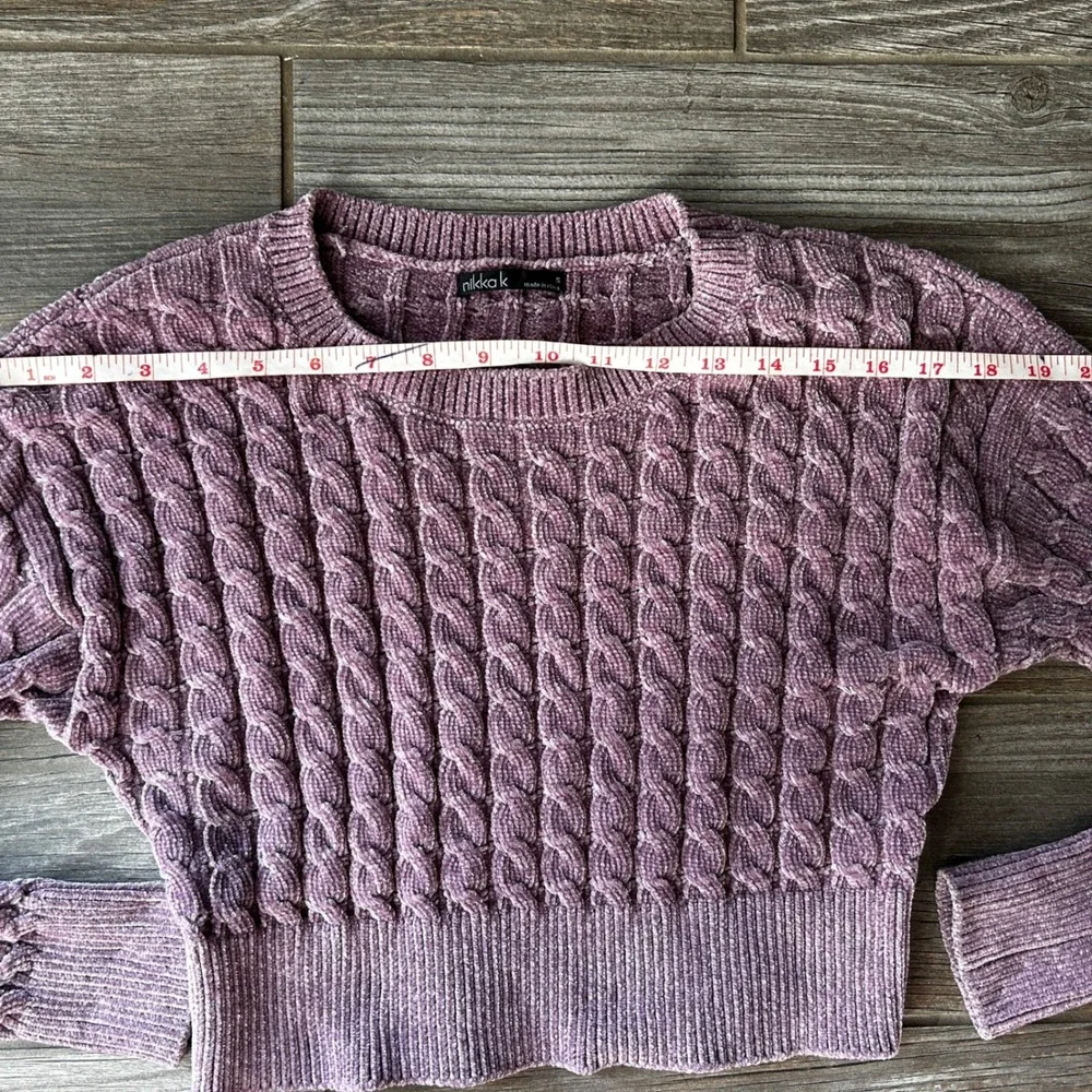 Cropped Cable Knit Sweater Dusty‎ Rose Pink Chenille Cozy Womens Small